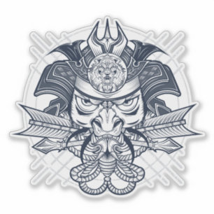 Sticker Emblème japonais Lion Samurai