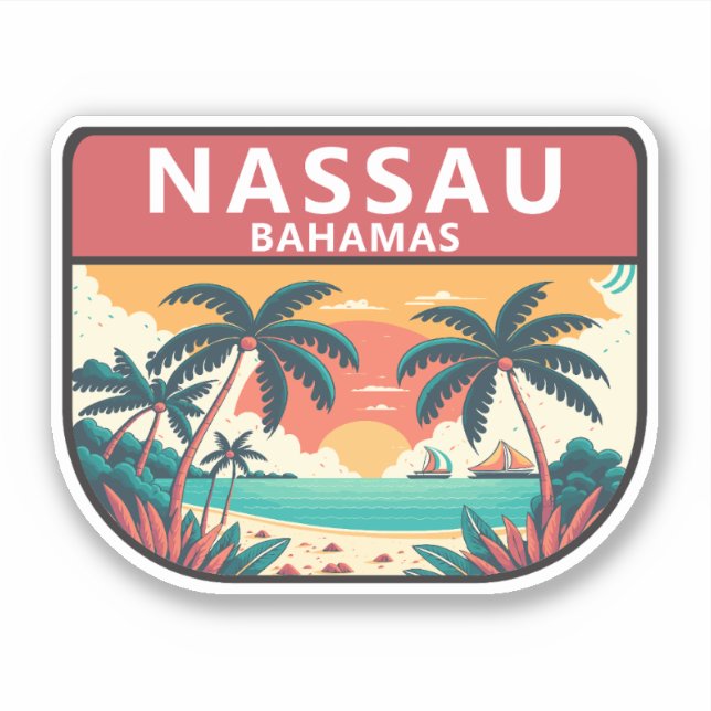 Sticker Emblème rétro de Nassau Bahamas (Devant)