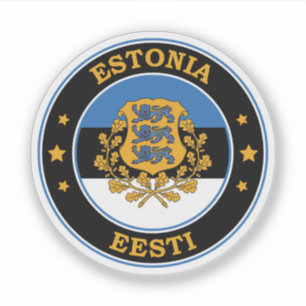 Sticker Emblème rond du drapeau estonien
