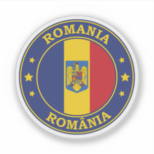 Sticker Emblème rond du drapeau roumain