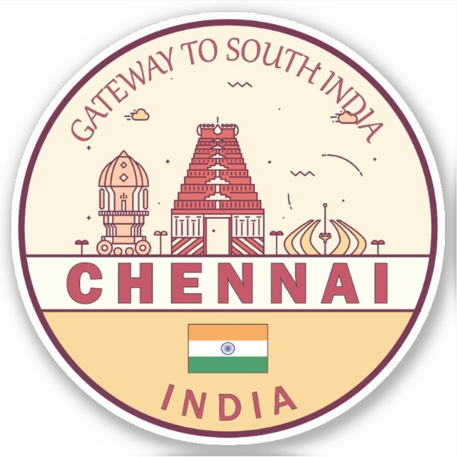 Sticker Emblème Skyline de Chennai India City (Devant)