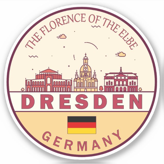 Sticker Emblème Skyline de Dresden Allemagne (Devant)