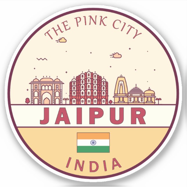 Sticker Emblème Skyline de Jaipur India City (Devant)