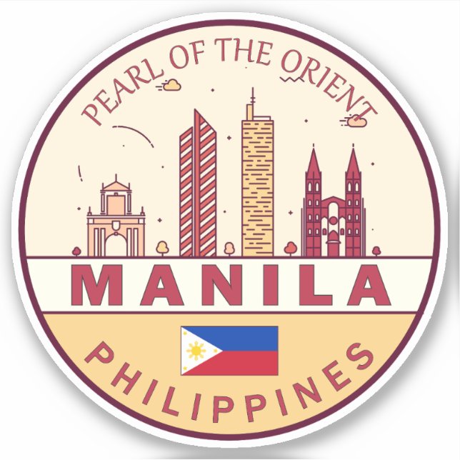Sticker Emblème Skyline de Manille Philippines City (Devant)