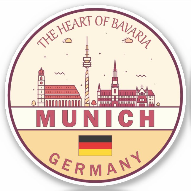 Sticker Emblème Skyline de Munich Allemagne (Devant)