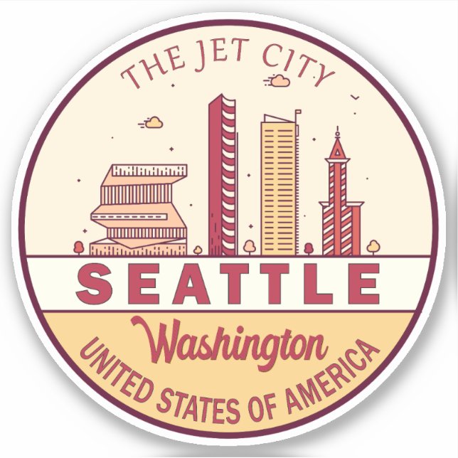 Sticker Emblème Skyline de Seattle Washington City (Devant)