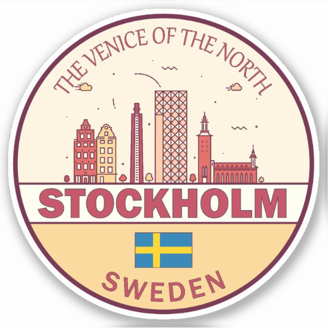 Sticker Emblème Skyline de Stockholm Suède (Devant)
