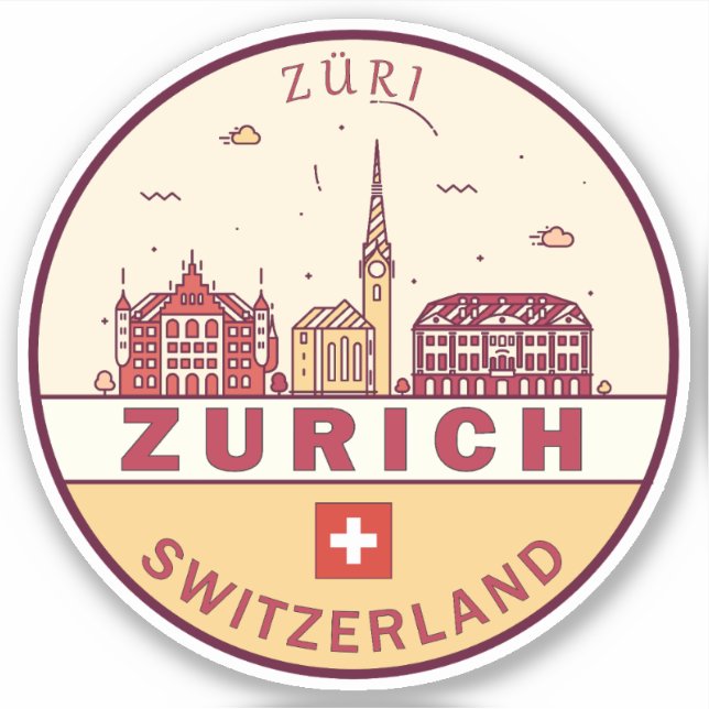 Sticker Emblème Skyline de Zurich Suisse (Devant)