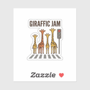 Sticker Embouteillage giraffic Drôle de girafe traversant
