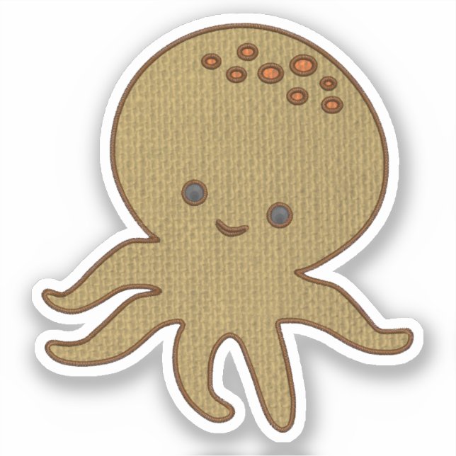 Sticker Embroderie de caricature octopus mignonne Imprimer (Recto)