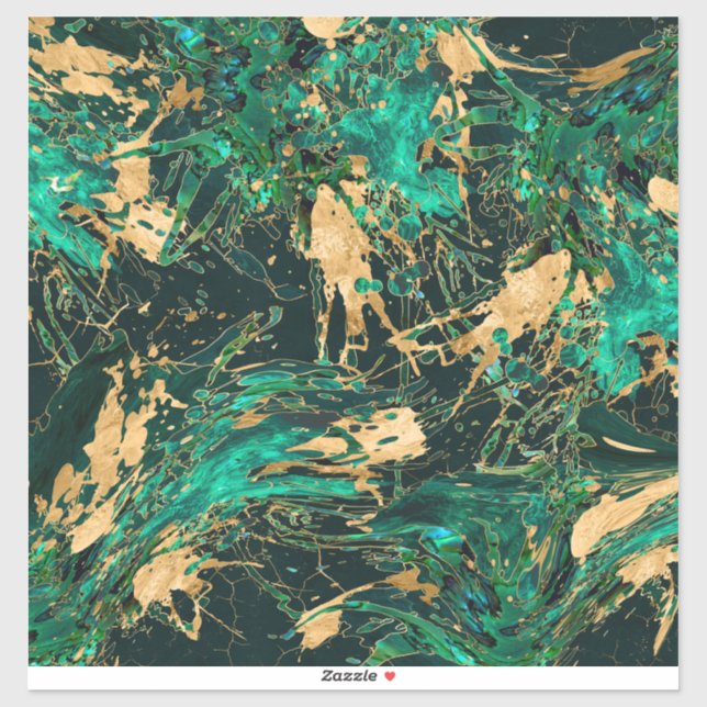 Sticker Emerald Green et Gold abstrait (Feuille)