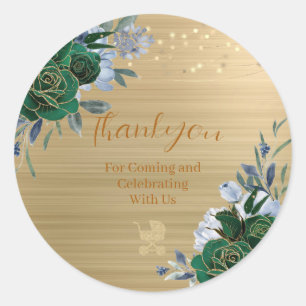 Sticker Emerald Green Gold Baby shower Thankyou