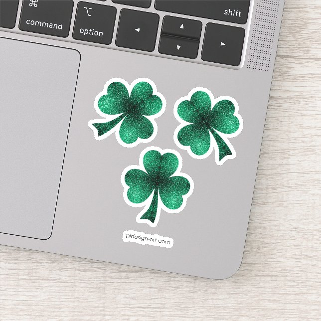 Sticker Emerald Green Sparkings Shamrock Clover St Pat Day (Détail)