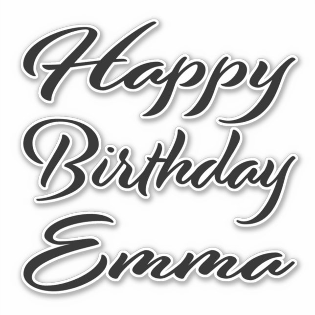 Sticker Emma Nom Prénom Anniversaire de la Broderie noire (Devant)
