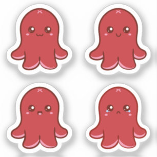 Sticker Émotions de saucisse de pieuvre rouge
