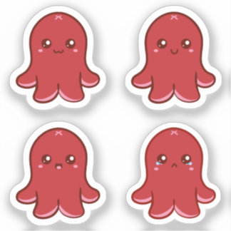 Sticker Émotions de saucisse de pieuvre rouge