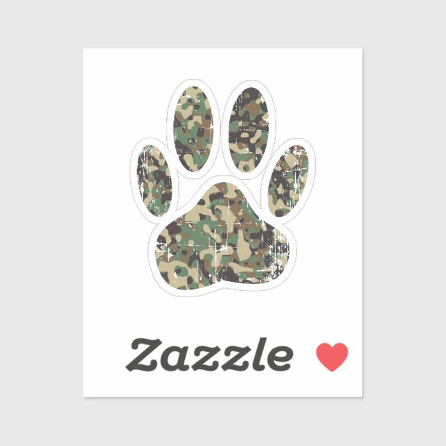 Sticker Empreinte de patte de chien Camo en détresse (Feuille)
