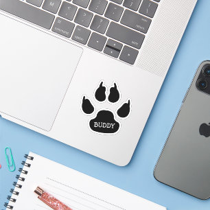 Sticker Empreinte de patte de chien noir avec nom