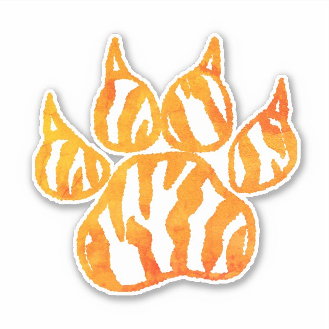 Sticker Empreinte de patte de tigre d'aquarelle personnali (Devant)