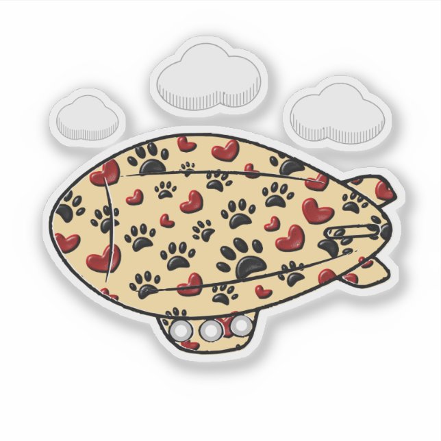 Sticker Empreintes de pattes De Chien Et Coeurs Rouges Per (Devant)