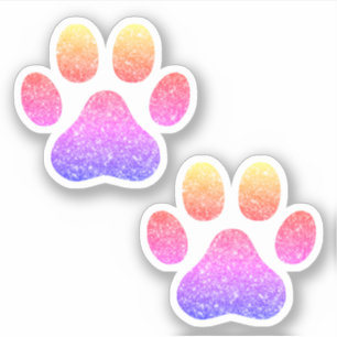 Sticker Empreintes de pattes de Parties scintillant coloré