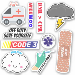 Sticker EMS Humour, Pack d'autocollants Paramedic Jokes