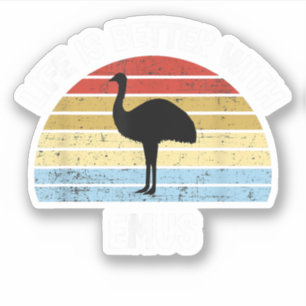 Sticker Emu avec le texte allemand Das Leben ist besser