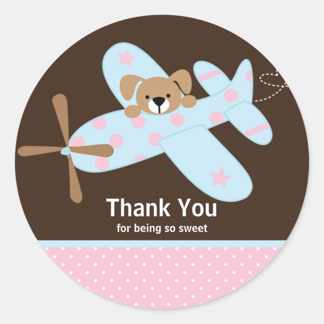 Sticker en Baby shower Merci rose et bleu (Devant)