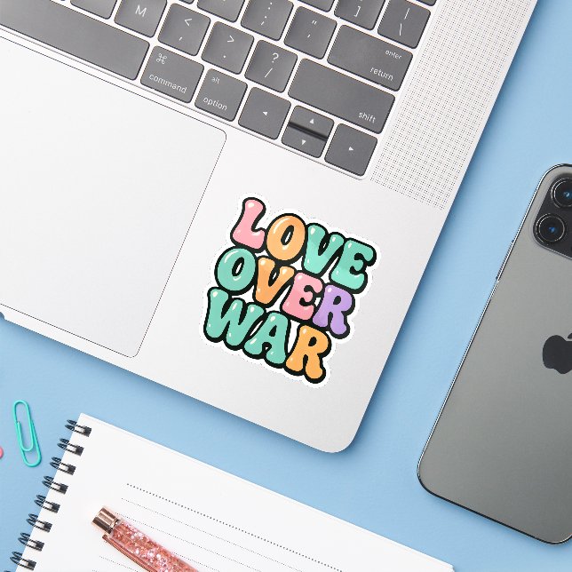 Sticker en bulle Retro Pastel "L'amour pour la gue (Ordinateur portable avec iPhone)