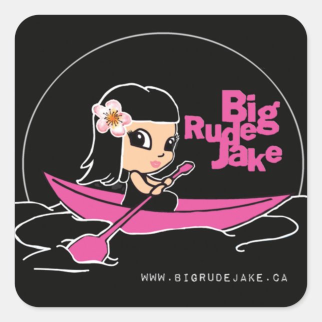 Sticker en canoë rose Gros Rude Jake (Devant)