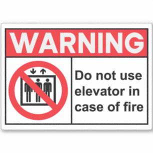 Sticker En cas d'incendie, n'utilisez pas l'ascenseur