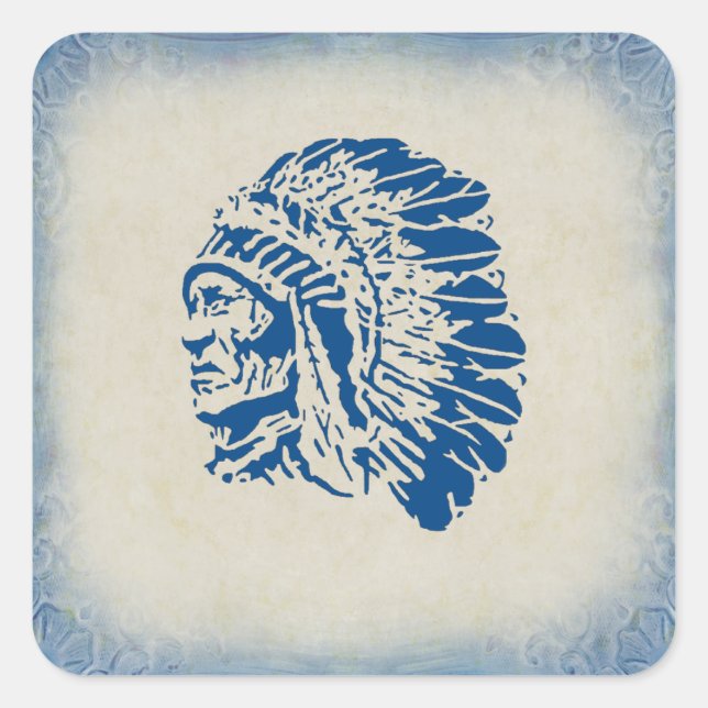 Sticker en chef américain Silhouette bleue (Devant)