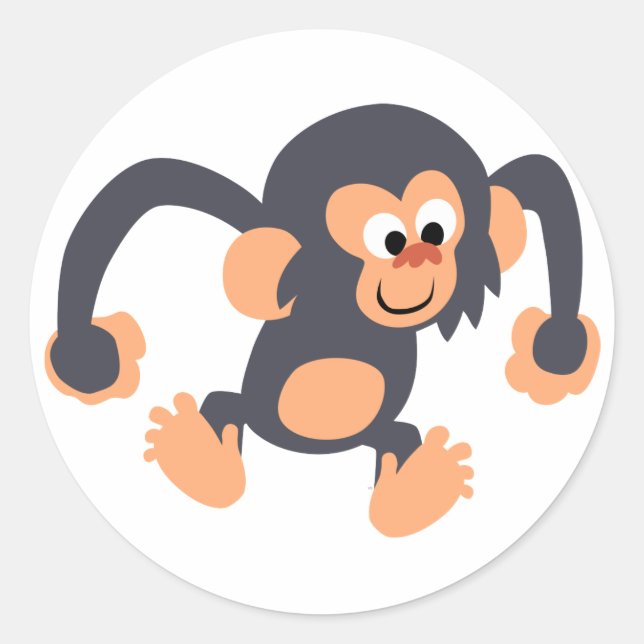 Sticker en chimpanzé à caricature bondissante (Devant)