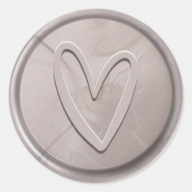 Sticker en cire gris argent du coeur d'amour (Devant)