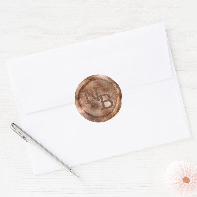 Sticker en cire monogramme en cuivre Bronze (Enveloppe)