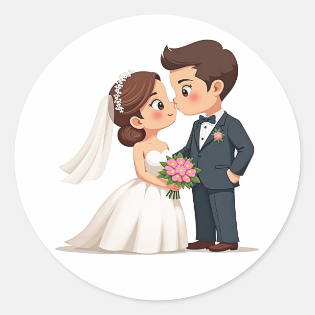 Sticker en couple de baisers Mariage adorable (Devant)