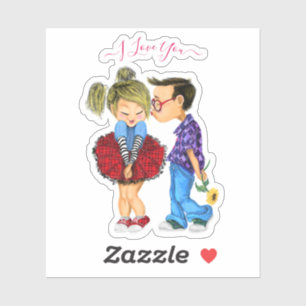 Sticker en couple romantique et texte - I Lote You