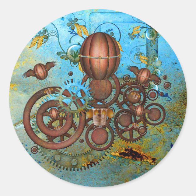 Sticker en cuivre Aqua pour engrenages Steampunk (Devant)