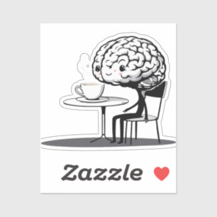 Sticker en dessin de cerveau observé au café
