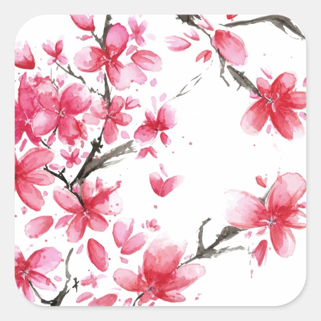 Sticker en fleurs de cerise magnifique et élégant (Devant)