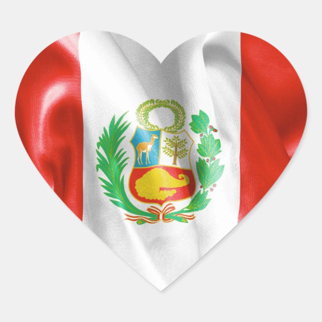Sticker en forme de coeur du drapeau du Pérou (Devant)