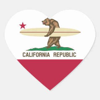Sticker en forme de coeur du surfeur californien