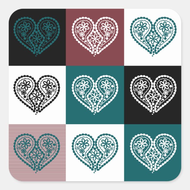 Sticker en forme de coeur floral (Devant)