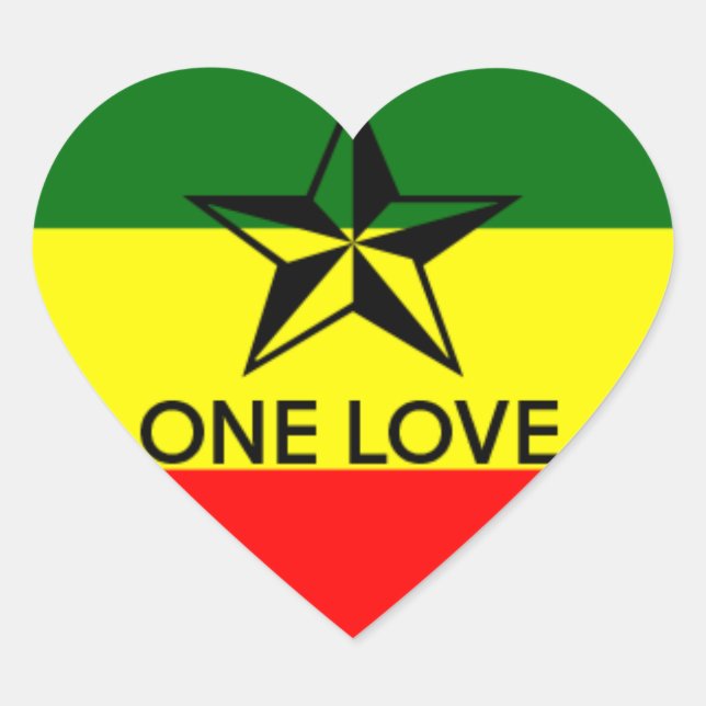 Sticker en forme de coeur Rasta One Love (Devant)