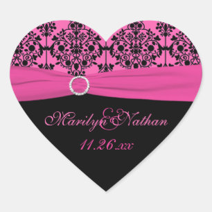 Sticker en forme de coeur rose et noire de 1,5 po