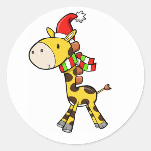 Sticker en girafe de Noël