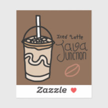 Sticker en latte glacée jonction Java avec texte