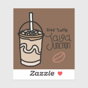 Sticker en latte glacée jonction Java avec texte