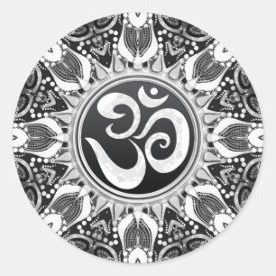 Sticker en mandala noir+blanc Aum Star