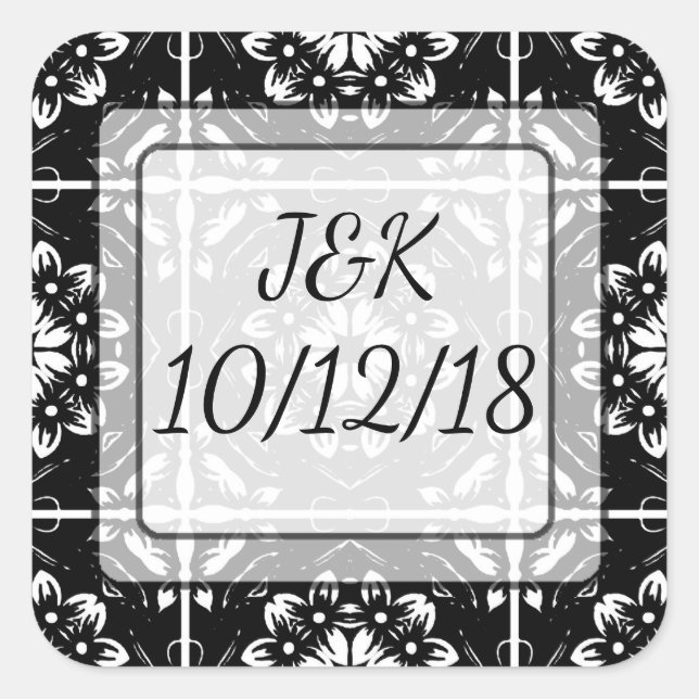 Sticker en mandala personnalisé noir et blanc (Devant)